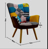 Patchwork Linen Fabric Armchair Wing Button Back Chair Single Sofa Lounge Seat
