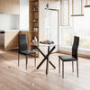 Round Dining Table 90 cm Tempered Clear Glass Table & Black Metal Leg Only Table