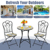 3 Piece Patio Bistro Set Mosaic Metal Dining Set Garden Table and Folding Chairs