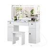 Dressing Table LED Mirror Stool Station Vanity Table 3 Drawers 2 Storage Cabinet
