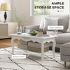Wooden Coffee Tea Table Modern White Shelf Storage Living Room Home Furniture