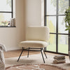 Nordic Accent Sofa Chair Lambswool Fabric Upholstered Leisure Armchair Metal Leg