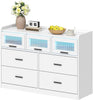 7-Drawer Chest with RGB LED Lights, White Bedroom Storage Cabinet
