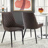 2pcs Dining Chairs Faux Leather High Back Diamond Padded Seat Chair Restaurant