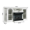 Living Room 150cm White TV Stand with Electric Fireplace 3 Color fire LED Flame