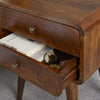 Solid Mango Wood Bedside Table – Mid-Century Style, 2 Drawer, Chestnut