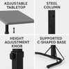 Black Grey Folding Laptop Table Tilt Angle,Height Adjustable Portable Sofa New
