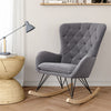 High Back Rocking Armchair Fabric Upholstered Tufted Leisure Chair Recliner Seat