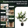2 Pack Artificial Camellia Tree Faux Flower Plant Artificial Tree Home Decor