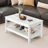 White 2-Tier Wooden Coffee Table with Storage Shelf, 100cm, for Living Room
