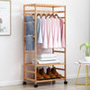 Wooden Clothes Rail Garment Rack Hanging Display Stand Clothing Storage & Pulley