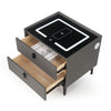 LED Bedside Table 2 Drawers Cabinet Charging Station Nightstand Storage Grey