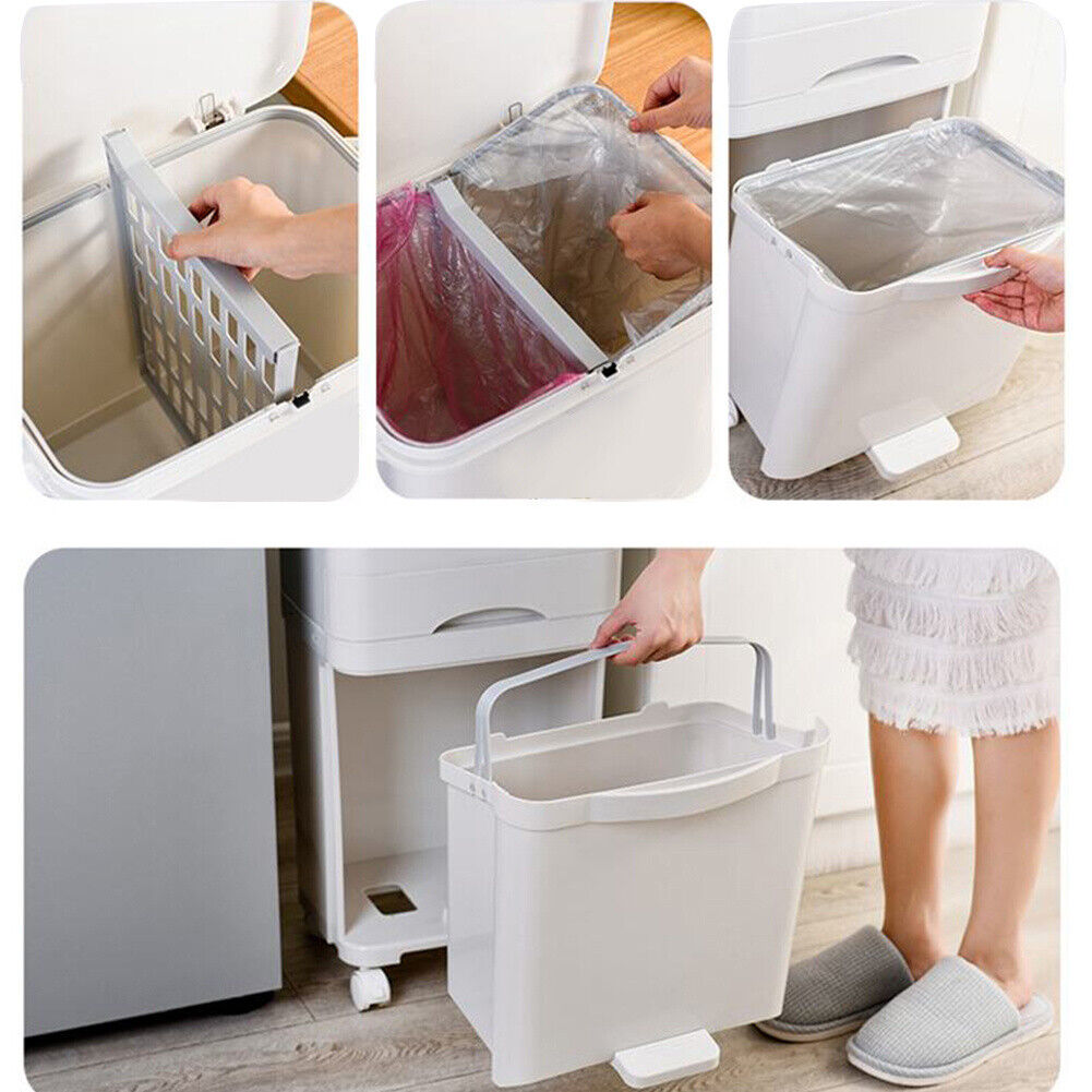 Plastic Flip Top Bin Waste 42L Rubbish Dust Bins Home Kitchen Office o ...