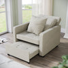 Cream 3-in-1 Folding Sofa Bed Pull Out Convertible Chair Fabric Recliner Sleeper