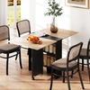 Oak Drop Leaf Dining Table Folding Extendable Kitchen Table with Storage Shelves