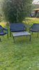 4pcs Garden Patio Bistro Coffee Sofa Set 2 Chairs Table Black Plastic Outdoor UK