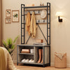 Industrial Coat Rack Stand With Shoe Rack ＆ 8 Hooks Hangers Storage Cabinet