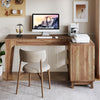 57-Inch L-Shaped Desk with Storage Cabinet, Wooden Home Office Computer Desk