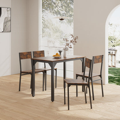 Modern Dining Table & Chairs Set 4 Seater Metal Frame Home Kitchen Furniture Set