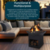 Fire Pit Large Garden & Patio Modern Square Outdoors Black Log Store Wood Burner