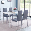 Rectangular White Marble MDF Top Dining Table Metal Frame Dining Room Kitchen