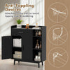 Free Standing Cupboard Chest Storage Cabinet with Drawer & Shelves-Black