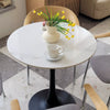 Round Dining Table Marble Modern Tulip Table Slate Tabletop Golden Pedestal Base