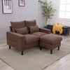 2 Seater faux leather/Linen Fabric Love Seat Sofa Armchair with Footstool Couch