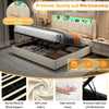 Upholstered Ottoman Storage Bed Frame 5ft King with Storage Headboard, LED Beige