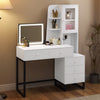Dressing Table with Cabinet, LED Light, USB Ports, 5 Drawers, for Bedroom