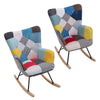 Upholstered Patchwork Fabric Rocker Armchair High Wing Back Rocking Glider Chair