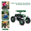 84CM Outdoor Planting Cart Rolling Garden Cart Work Swivel Seat w/Tool Tray