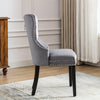 Set of 2 Velvet Upholstered Button Tufted Dining Chairs with Solid Wooden Legs