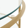 Double Layer Round Living Room Coffee Table Glass Top Side Desk Furniture Gold