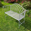 Grey Garden Bench Metal 2 Seater Patio Chair Outdoor Seating Ornate Design