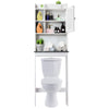 Over Toilet Cabinet Freestanding Washing Machine Rack w/Open Shelves & Door