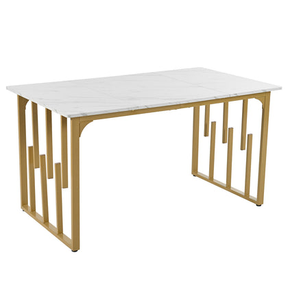 Modern Dining Table Rectangular Marble Effect MDF Table Top Kitchen Furniture