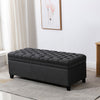 Large Linen Ottoman w/ Storage Button-Tufted Bedroom Bench Hinge End Of Stool