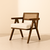 Walnut Upholstered Rattan Back Dining Chair Mid Century Scandinavian Kitchen