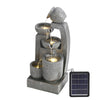 Solar Garden Water Fountain Feature Freestanding Cascade Outdoor Decor w/Light