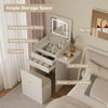 Modern Dressing Table Vanity Set with LED Mirror Stool Side Panel 2 Drawers
