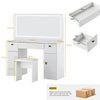 Dressing Table LED Mirror Stool Station Vanity Table 3 Drawers 2 Storage Cabinet