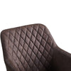 2× Brown Faux Leather Dining Chair Diamond Seat Metal Legs Dining Room Office