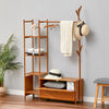 Heavy Duty Bamboo Clothes Rail Rack Garment Hanging Stand Corner Open Wardrobe