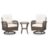 3 Pcs Patio Rattan Bistro Set 360° Swivel Outdoor Rocking Chairs-White