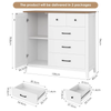 Sideboard Cabinet 5 Drawer Door Kitchen Storage Buffet Unit White Brown Worktop