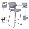 Set of 2 Padded Plastic Barstool Kitchen Dining Bar Chairs Cushioned Seat Metal