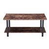 2 Tier Retro Coffee Table Rectangle Rustic Wood Living Room Tables Storage Shelf