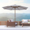 3(m) Wooden Garden Parasol Sun Shade Outdoor Umbrella Canopy, Cream, UK