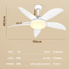 Smilesun Ceiling Fan with Light 52'' Remote 6 Speeds 3 Colors 48W LED 5 Blades